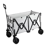 Strandwagen – Faltbare Outdoor-Ausrüstung für einfachen Transport und Lagerung, perfekt für Picknicks, Camping, Versammlungen und Abenteuer – leicht mit Zugfunktion (weiß)