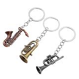 BESPORTBLE 3 Stück Teiliges Vintage Saxophon Metall Schlüsselanhänger Langlebige Miniatur Musikinstrumente Charmantes Geschenk für Musiker und Musikfans für Karaoke und Rockpartys