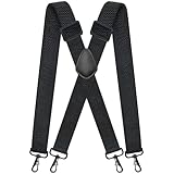 Hosenträger für Herren Extra Stark mit 4 robusten Karabiner Verschluss,4 cm breit Passform für Damen Herren Einheitsgröße Einstellbar Elastisch Hosenträger für Arbeitshose Motorradhose X Style Schwarz