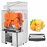 Gewerbliche Saftpresse,120-W-Orangenpresse für 22–30 Orangen pro Minute,mit herausziehbarem Filtergehäuse, Behälter aus SUS 304 PP-Abdeckung und 2 Auffangbehältern