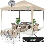 TOOLUCK 3x3m Pavillon UV-Schutz 50+ | Partyzelt mit Tasche für Party, Hochzeit, Khaki