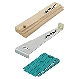 wolfcraft Geling-Set zum Laminat- und Designboden verlegen I 6975000 I Zugeisen, Schlagholz und 30 Universalkeile I fugenfreies Ausrichten von Dielen