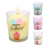 Bolosa Duftkerzen im Glas Freesienduft Geburtstagskerzen, Duftkerze Happy Birthday, Geburtstagsgeschenk für Frauen, Kerze mit Spruch, 150g Duftkerzen Geburtstag, Geschenk Geburtstag Frau