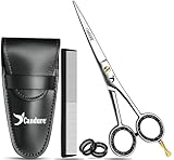 Candure Friseurschere 6,5 Zoll – Professionelle Haarschneideschere mit Kamm & Lederetui für Friseure, Barbier, Männer, Frauen & Kinder – Edelstahl Haarschere für Salon & Zuhause