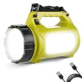 LE LED Handscheinwerfer 1000 Lumen, Wiederaufladbare CREE Akku Handlampe mit 3600mAh Powerbank, 10W Dimmbare Taschenlampe inkl. 3 Lichtmodi 2 Helligkeitsstufen, USB-Kabel für Notfall Camping usw.
