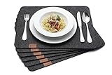 B.PRIME Hochwertiges Tischset aus Filz 6er Set Anthracite - Platzdeckchen abwaschbar 44x32cm Platzsets - Tischuntersetzer Platzset waschbar - Untersetzer-Set Tischunterlage Stoff