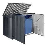 [en.casa] Mülltonnenbox Grebin für 2 Tonnen 240 L Mülltonnenverkleidung Müllbox Stahl Dunkelgrau 173 x 101 cm