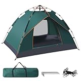 Camping Zelt 2 Personen, Automatik Pop Up Zelt Wasserdicht 200x150x110cm Trekkingzelt, Wurfzelt Igluzelt für Trekking, Festival, Familien & Schnellaufbau