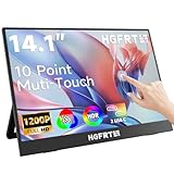 HGFRTEE 14 Zoll (35,6 cm) Touchscreen Monitor FHD 1920x1200 IPS – Touchscreen Display mit USB-C/HD, VESA-Mount, Augenschutzmodus für Business/Design/Spielekonsolen-141T Zoll
