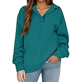 Oberteil Damen Elegant Baumwolle Polo-Kragen Sweatshirts - Basic Langarmshirt Herbst Winter Frauen Locker Casual Oberteil Strickpullover Einfarbig Pulli Große Größen Kleidung für Teenager Mädchen