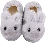 Yeeteepot Jungen Mädchen Plüsch Hausschuhe rutschfest Gummisohle Schuhe Kleinkind Winter Wärme Pantoffeln Indoor Leicht Weiche Hausschuhe Grau, EU 23-25 - Etikett 15/16