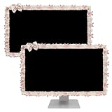 ReignSword Niedliche Computer-Monitorabdeckung mit Fliege, schönes Computerzubehör mit Spitzendesign, Staubschutz für Bildschirme, Beige, 2 Stück