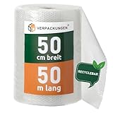 BB-Verpackungen 1x PROFI Luftpolsterfolie 0,5 x 50 m Versand, Verpackung, Umzug 2-lagig (1 Rolle) | 60 my stark, extrem robust, sehr leicht, 100% recycelbar