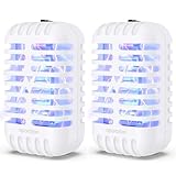 Insektenvernichter, 2Pack Mückenschutz Elektrischer, 1000V Insektenvernichter Mückenschutz Steckdose UV-Insektenfalle Fliegenfalle, Elektrisch Insekten Mückenfalle Innen für Fliegen, Mücken, Motten