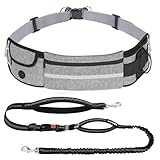 pecute Joggingleine Hunde mit Bauchgurt, Laufgürtel Hundeleine für Große und Mittelgroße Hundes, Leine Hund mit Gürteltasche, Elastische Laufleine, Dog Leash für Laufen, Joggen