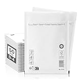 Switory 50stk Luftpolsterumschläge Polsterumschlag Versandtaschen D4(200 x 275 mm) 14/D, Weiß Luftpolstertaschen geeignet für DIN B5 / C5+, Versandverpackung mit Selbstklebeverschluss