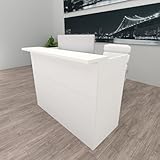 Henor Ebro Empfangstheke Rezeption 120x60/75x110 cm Holz Rezeptionstheke Empfangstisch Supermarkt Store Beauty Salon Friseur Kassentheke Büromöbel optimal für Büro und Empfang Weiß