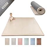 Wolkenweiche Spielmatte Baby 200x150x2,5cm, beige – Kinderzimmer Teppich mit hochwertigem Memory-Schaum – Krabbelmatte Baby mit rutschfester Unterseite – Krabbeldecke Baby, Kinderteppich, Tatami Matte