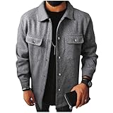 Hemdjacke Herren Wolle Hemd Gestrickt Jacke Revers Freizeithemd Regular Fit Overshirt Männer Winterjacke Langarm Übergangsjacke Casual Hemden Business Arbeitshemd Outdoor Jacken Herbstjacke Winterhemd