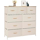 LYNCOHOME Kommode mit Schubladen aus Stoff, Sideboard Wohnzimmer mit 9 Stoffschubladen, kommode Schlafzimmer Flur, komode komodenschrank flurschrank für Küche Büro Flur Schlafzimmer