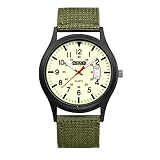 Lancardo Armbanduhren Herren Militär Nylon: 24 Stunden Kalender Analoge Quarzuhr mit Leuchtzeiger Nylonarmband Herrenuhr Outdoor Sportsuhr Geschenke für Männer schwarz