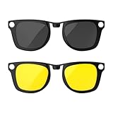 HiBloks 2 Pcs Nicht Polarisierter Clip für Ray-Ban Meta Wayfarer RW4008 (L 53–22), Sonnenbrillen-Clip-On für Ray-Ban Smart Glasses-Zubehör, Effektiver Elektronische Blendung (Schwarz+Gelb)