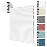 HOMEDEMO Wabenplissee Plissee ohne Bohren Klemmfix Verdunklung Thermo Zweifarbig Weiß 60 x 130cm(BxH) Faltrollo 100% Blickdicht