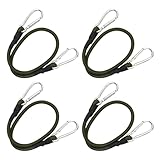 Spanngummi mit Karabiner, 4er Set Gummibänder mit Haken, 60cm Elastische Bungee-Seil mit Haken, Extra Stark Expander mit Karabinerhaken, für Sonnensegel, Tarps, Garten, Fahrrad, Auto, Ladung