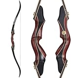 60 Zoll Takedown Recurve Bogen Holzbogengriff Recurvebogen Jagdbogen 30-50Lbs für Anfänger bis Fortgeschrittene Erwachsene Rechte Hand (50 lbs)