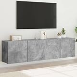 IBUQDDV TV Wandschrank Set 2 Stück Betongrau 80x30x41 cm Wandmontage Medienregal mit Stauraum für Elektronik