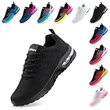 Hitmars Laufschuhe Damen Sportschuhe Luftpolster Atmungsaktiv Turnschuhe rutschfeste Leichtgewichts Straßenlaufschuhe Sneaker Joggingschuhe Fitness Schuhe Walkingschuhe Schwarz EU 39