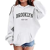 Hoodie Teenager Mädchen Oversized Briefe Drucken Sweatshirt mit Kapuze Kapuzenpullover Pullover Locker Casual Y32K Top Elegante Oberteile Lässig Basic Longshirt Bequeme Pullover Basic Streetwear