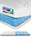 AM Qualitätsmatratzen Premium Gel Topper 90x200cm weich - Made in Germany - Gelschaum Topper 90x200 mit Lyocell Bezug & Antirutsch Funktion - Memory Foam Matratzentopper 90x200 extra hoch