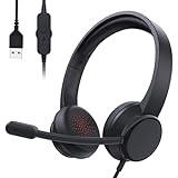 syndesmos USB Headset mit Mikrofon, Stereo-Headset Noise Cancelling Mikrofon, Kabelgebundenes USB PC Headset für Skype, Teams Meeting, Call Center, PC Computer Office Anrufe Online Konferenzen