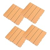 HOLIDYOYO 4 Stück Teiliges Ineinandergreifendes Terrassenboden Fliesenset Wasserdichter Kunststoff Witterungsbeständig UV Beständig Einfache DIY für Balkon Garten Terrasse Holzoptik Robust