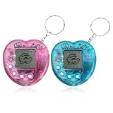 Tomedeks Elektronische Haustier Spielmaschine,2 Stück Tragbar Handheld Virtuelle Haustiere Spielzeug mit Schlüsselbund,Handheld Spielkonsole,Tier Spielekonsole für Erwachsene und Kinder(B)