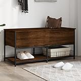 Teenpull Sitzbank mit Stauraum, braun, Eichen-Optik, 100x42,5x47 cm, stabile Schuhbank für Flur, Wohnzimmer, mit verstellbaren Beinen