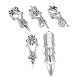Yardenfun 5Stücke Teiliges Stilvolle Schädel Fingerringe Verstellbare Halloween Dekoration für Finger Langlebig für Partys Unisex Schmuck