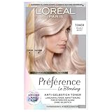 L'Oréal Paris Haartoner, Anti-Gelbstich für kühles Blond und intensiven Glanz, Ohne Ammoniak, Préférence Le Blonding, Pearly Boost