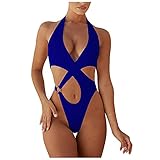 Damen Badeanzug - Schwimmanzug Damen Badeanzüge Sexy Bademode Geteilter Badeanzüge Swimsuits Einfarbig Monokini mit Neckholder Damenbadeanzüge Triangel Bikini Strandmode