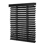 Ventanara® Holzjalousie 50mm Holz Jalousie Matt Jalousette Echtholz (120 x 180 cm, schwarz)