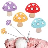JJUNW 4 Stück Silikon-Stricknadelstopper, Pilz-Stricknadelstopper, Bunte Stricknadeln Kappen Kleine Strickspitzenschutz Strickwerkzeuge für Stricken Nähen Quilten Häkeln DIY (Lila+Rot+Blau+Gelb)