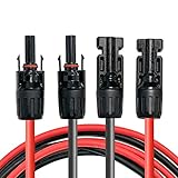 Profi-Verbindungskabel Verlängerungskabel (6mm²/4mm²),Solarkabel inkl. montierter beidseitig Solarstecker, rote und schwarze Linien (6mm²/2m)