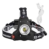 EOJDDPA P50 LED-Scheinwerfer, Stirnlampe, wasserdichte Taschenlampe, 3500 lm, hohe Helligkeit, wiederaufladbar, USB-Stirnlampe mit verstellbarem Riemen, für Camping, Wandern, Radfahren,