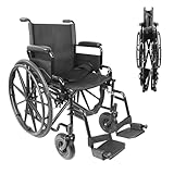 PEPE Mobility - Rollstuhl Faltbar Leicht (Stahlkonstruktion 17,5 kg), Klappbare Armlehnen und Fußstützen, Pannensicherer Reifen für Alle Terrains