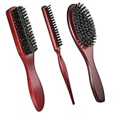 Wildschweinborsten Bürste 3 Stück Haarbürste Borsten Haarbürste Sleek Bun Bürste Sleek Zopf Schweineborsten Borsten Haare Naturhaarbürste für Haar Bart