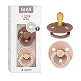 BIBS Colour Symmetrical Schnuller 2er Pack, BPA-frei Dummy-Schnuller, Symmetrischer Nippel. Naturkautschuk/Latex, Hergestellt in Dänemark. 0-6 Monate (2er Pack), Woodchuck/Blush