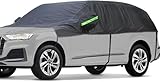BEXITA Halbgarage Auto Abdeckplane Wasserdicht Outdoor Winter Verdickter Stoff mit Baumwolle gefüttert Autoabdeckung Halbe Autoplane Für Schrägheck(bis zu 440cm)
