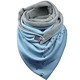 Minying Schal, Dreieck, warm, Retro, Damen, Sterne, weicher Aufdruck, warm, Schals mit Knopf, Kaschmir-Schal, große Schals, warm, Multi-27, One size