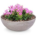 matches21 Pflanzschale für draußen - große Vintage Dekoschale Sand beige marmoriert als Blumentopf Pflanztopf - Schale in 45 x 13 cm als Garten Vogeltränke Balkon-Deko oder Friedhof Grabschale